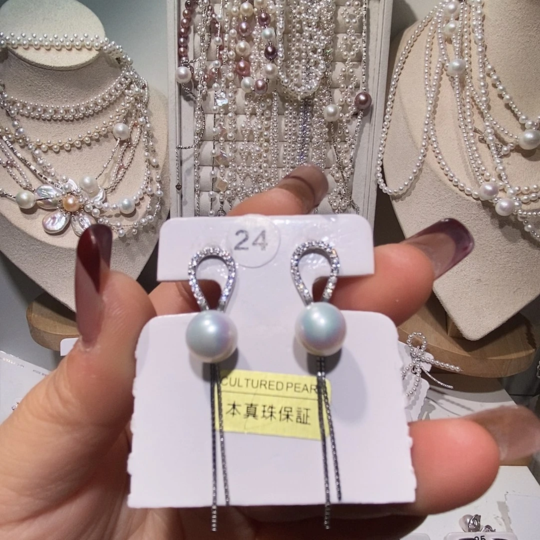 非金属925银纯银流苏耳钉炫彩