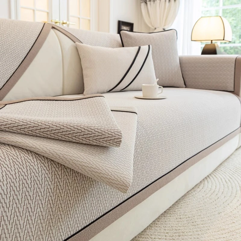 轻奢风雪尼尔沙发垫四季通用皮防滑2025新款奶油风高级套罩垫盖布