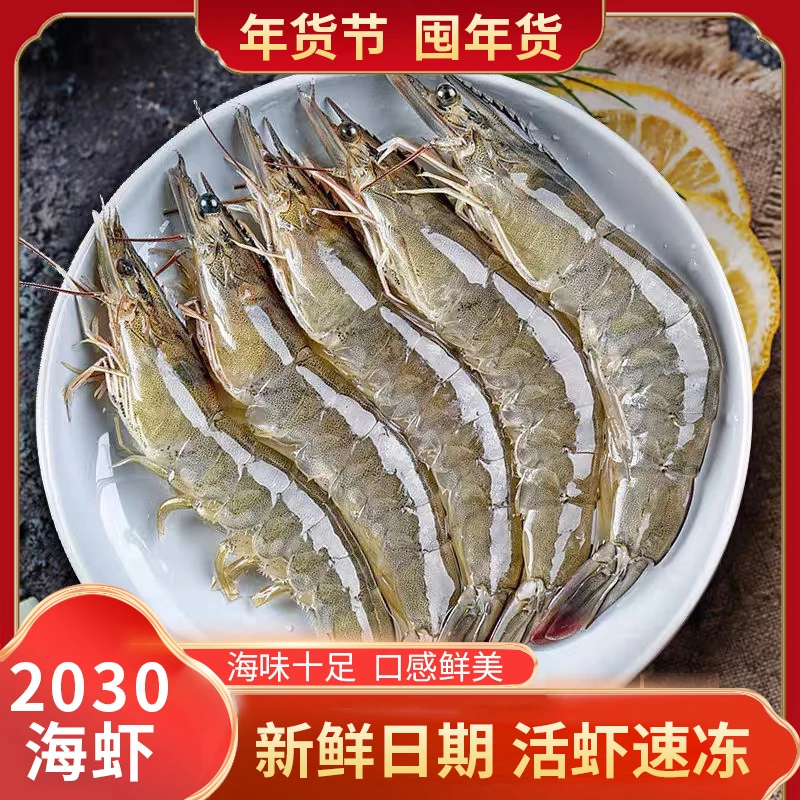 青岛大虾2030大号海虾15-18cm左右，40-45只左右活虾速冻1500g