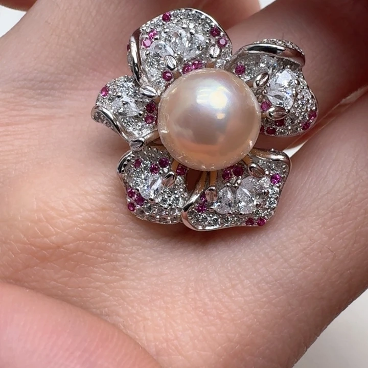 拼合珍珠（马贝珠）戒圈银S925镶嵌