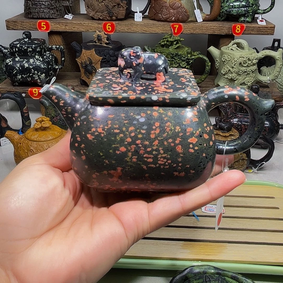梅花石安山玉四方吉象壶240cc