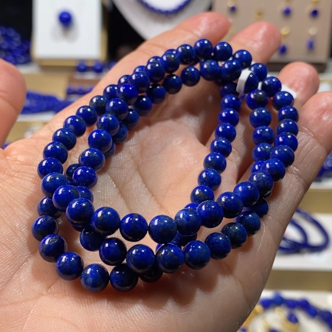 青金石未镶嵌手串6+m三圈长链