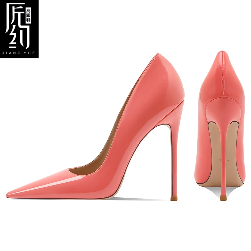 2025春夏新款性感漆皮桃红色高跟鞋女细跟法式气质高级感大码单鞋