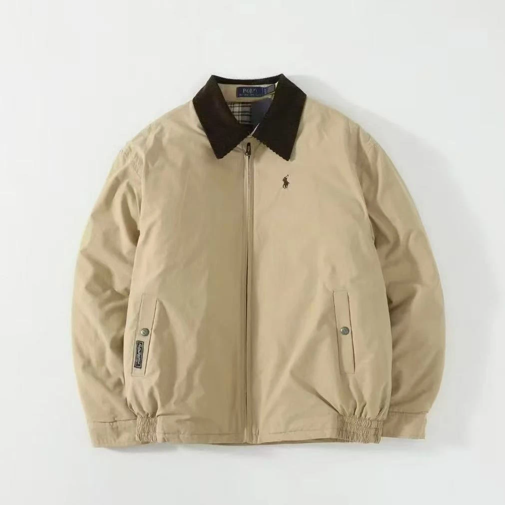 【新款棉服】秋冬重磅灯芯绒领小马刺绣撞色休闲复古男上衣保暖外套