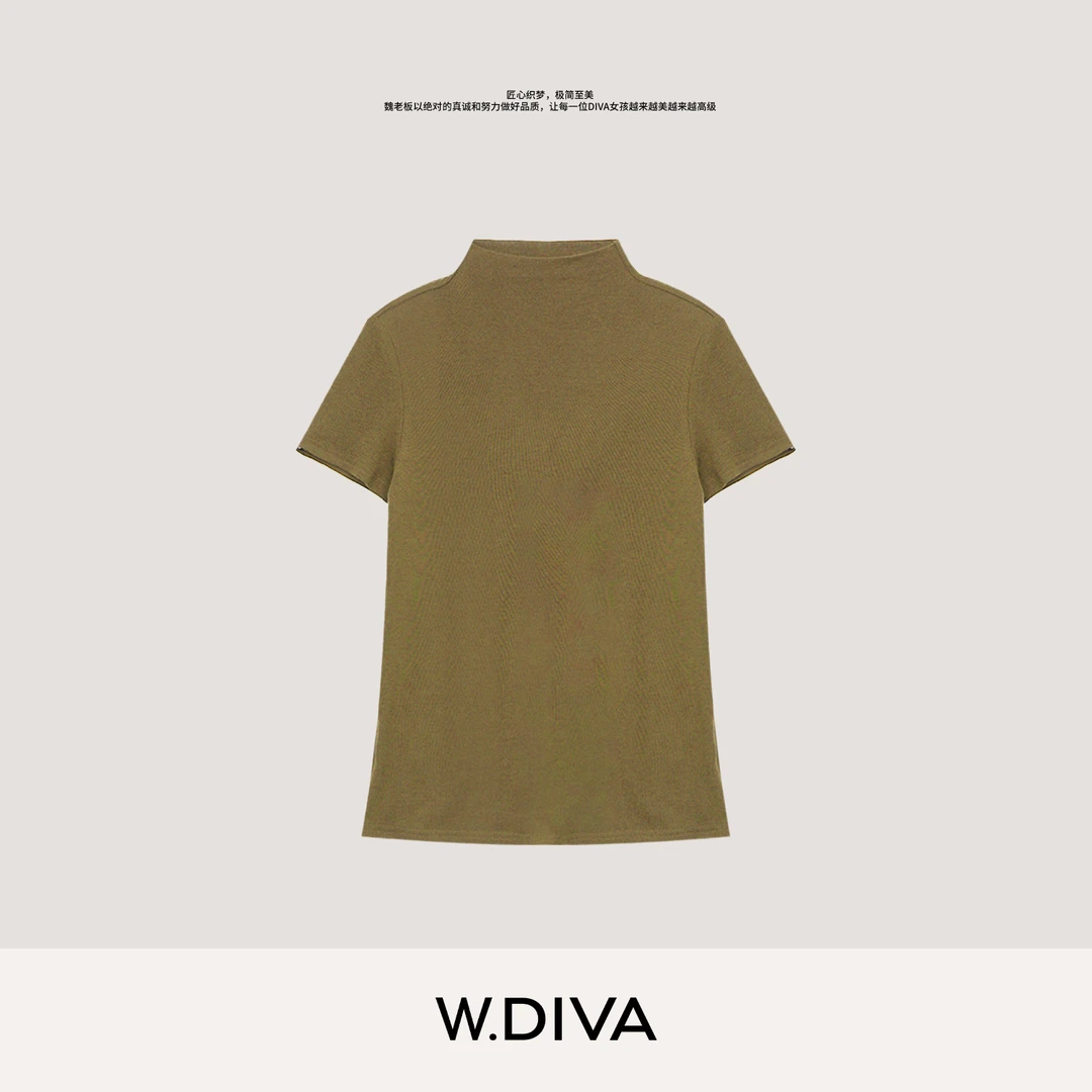 W.Diva【德文】美丽诺丝光羊毛+兰精天丝针织衫洋气衣服女2Z2112137