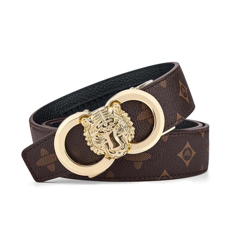 英皇保罗皮带男士时尚个性自动扣裤腰带虎年福虎吉祥高档真皮裤带