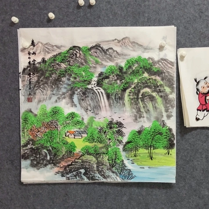 国画山水68厘米斗方