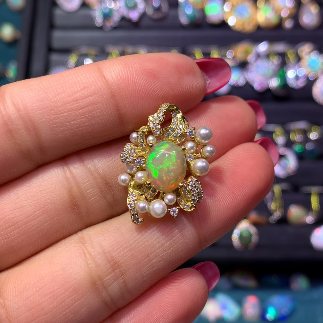 欧泊银S925镶嵌吊坠款