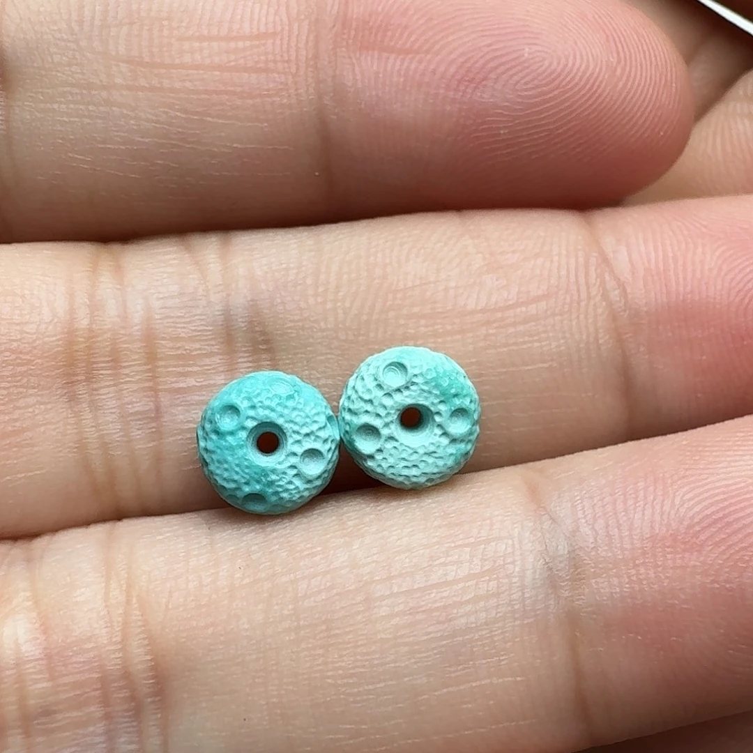 绿松石未镶嵌星球墩子一对