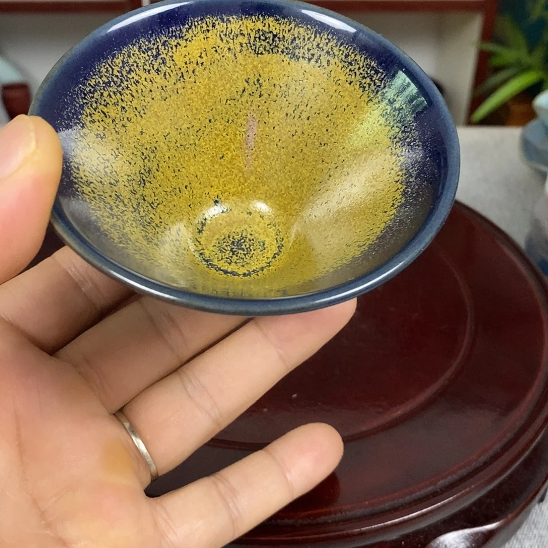 杯钧瓷主人杯高温窑变斗笠杯