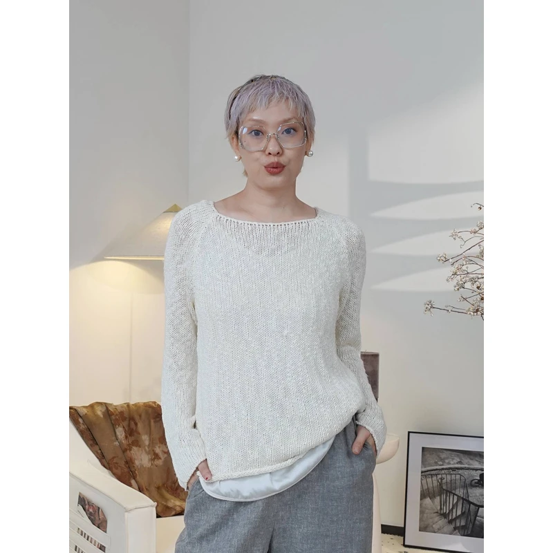 【自带柔光滤镜】LIY糯米白真丝毛衣