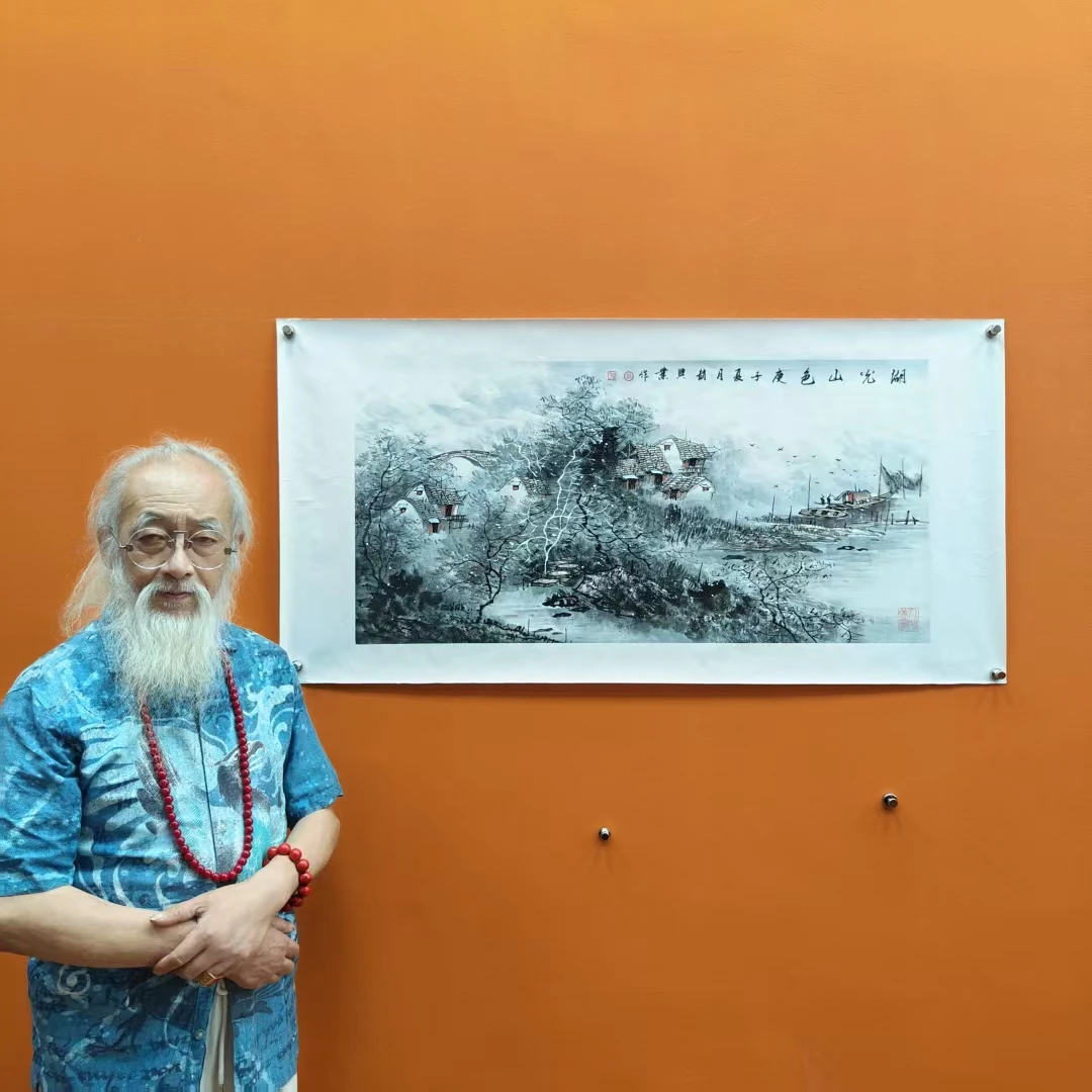 赵兴业《湖光山色》三尺横 托裱 100*55cm -古墨堂3