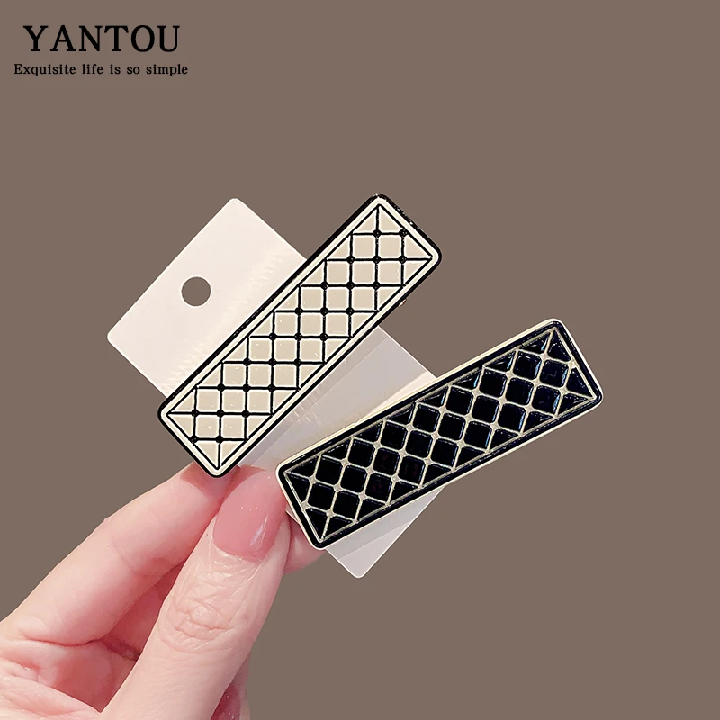 韩版时尚格子款复古边夹碎发刘海鸭嘴夹高级感夹子气质百搭发夹女