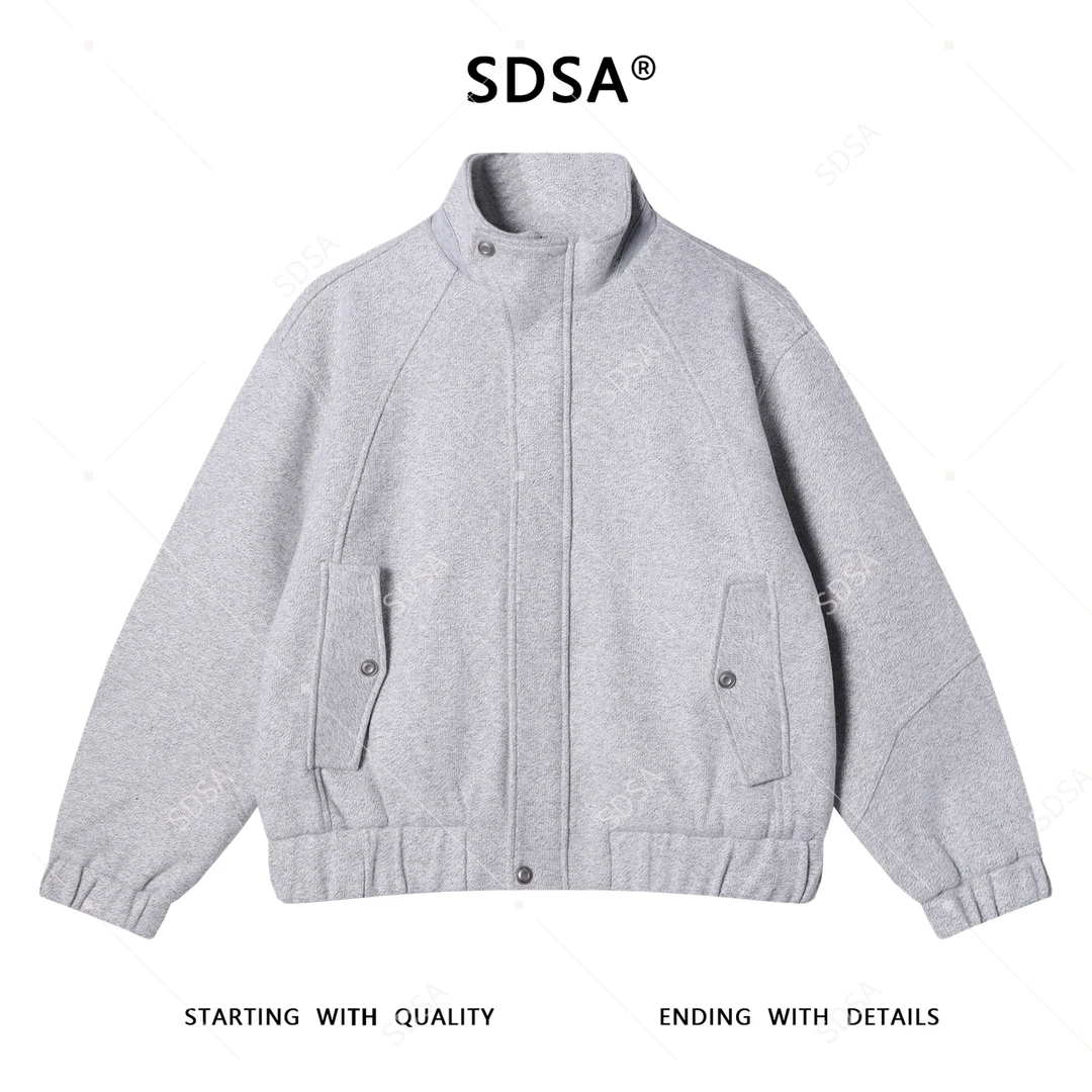 SDSA男士秋冬新款痞帅男装潮牌拼接休闲拉链立领针织夹克百搭时尚