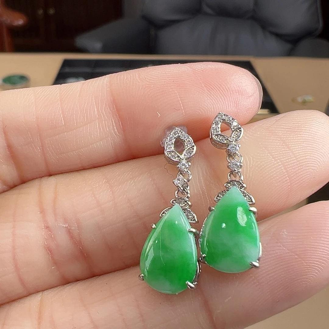 翡翠银S925镶嵌耳饰耳饰7