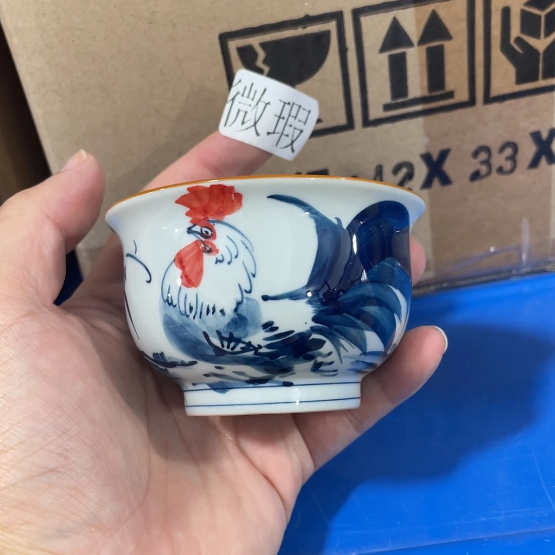 釉下手绘茶具微瑕