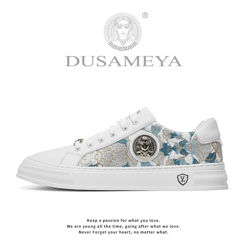 DUSAMEYA/杜莎米娅秋季新款港风时尚休闲百搭透气刺绣轻奢小板鞋