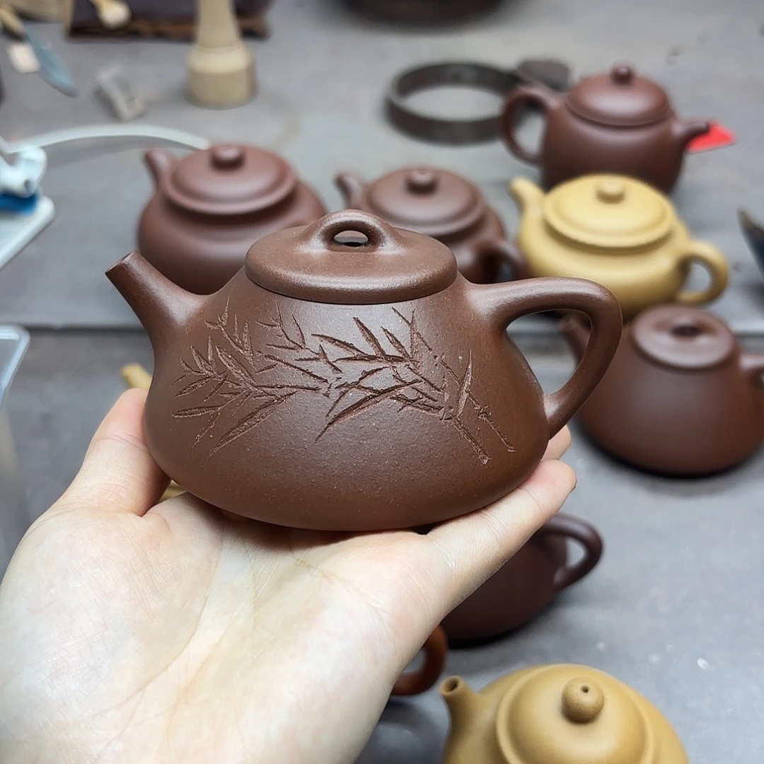 紫砂茶壶紫泥石瓢150cc精工半手工制作
