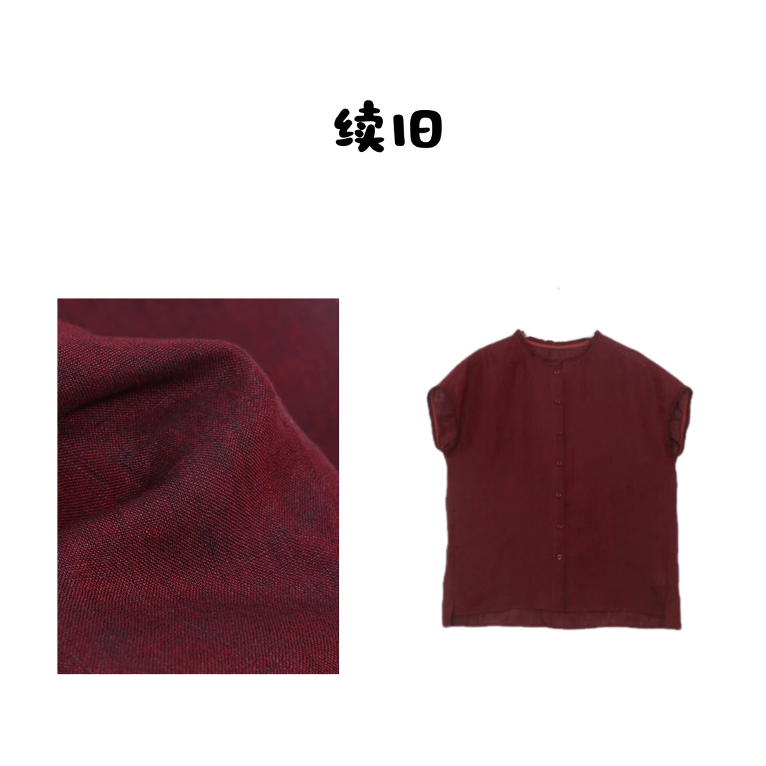 夏季新品色织汉麻休闲上衣短袖百搭文艺时髦上衣女2537