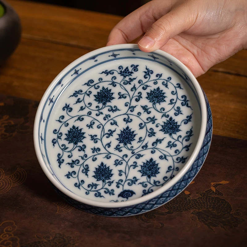 【记石柴窑】缠枝莲壶承 景德镇纯手工手绘茶器茶具