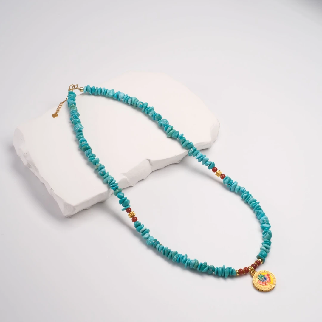 一周 · 绿松石 天然绿松石随型S925银项链