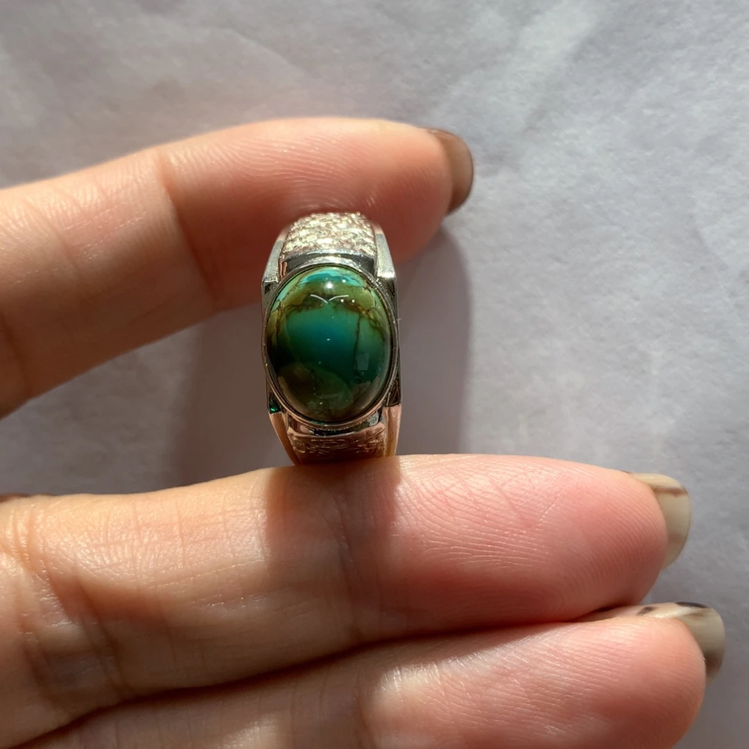 银S925镶嵌绿松石戒指