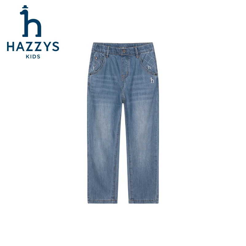 Hazzys/哈吉斯品牌童装男童牛仔裤休闲裤直筒时尚春季宽松