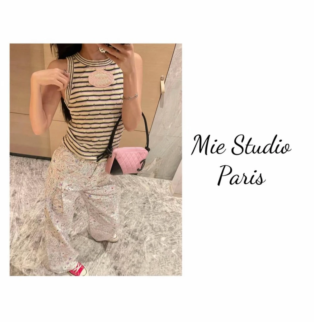 【雅】25香新款条纹糖果色针织短袖背心（#033 #026）