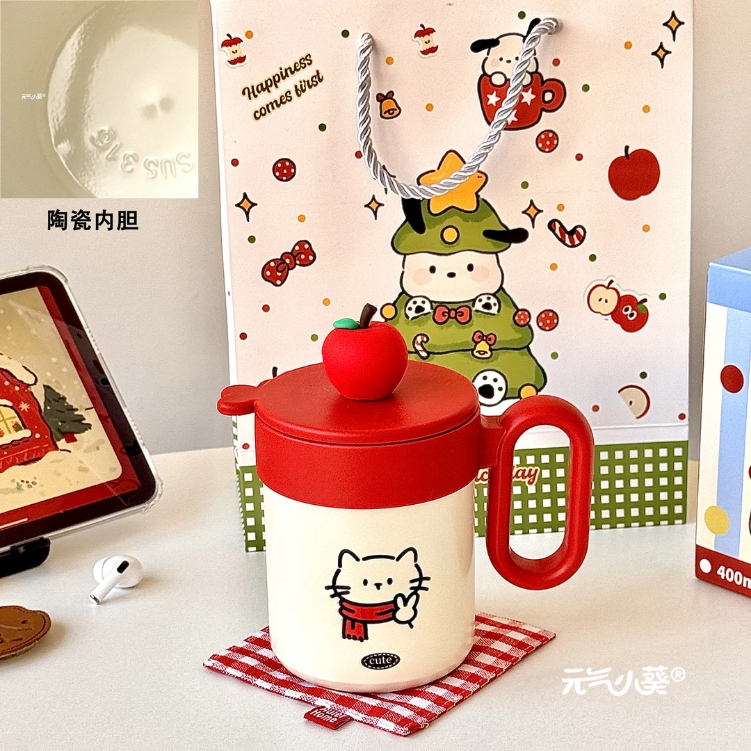 ins女生高颜值保温杯陶瓷内胆学生水杯316不锈钢可爱儿童卡通杯子