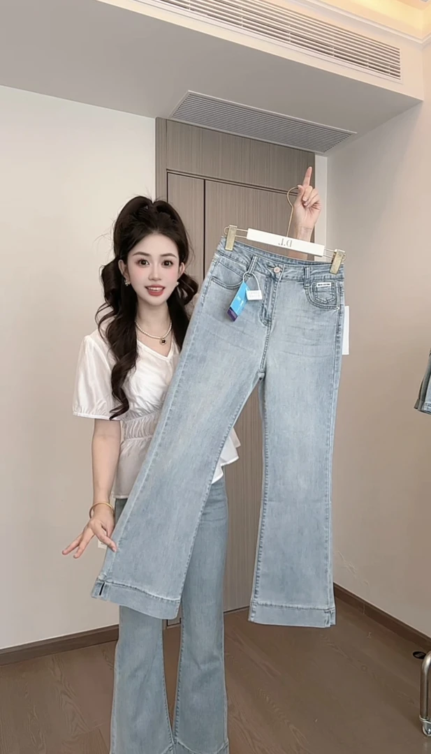 88193-薄款弹力牛仔微喇裤