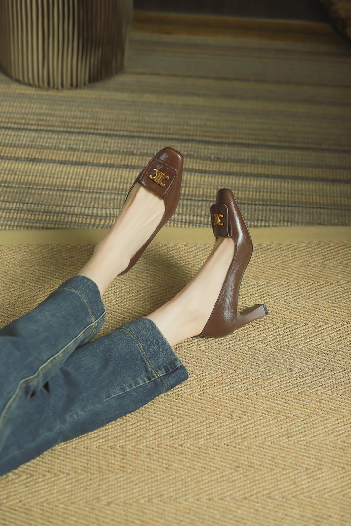 2025年秋季新款新中式复古方头女高跟鞋