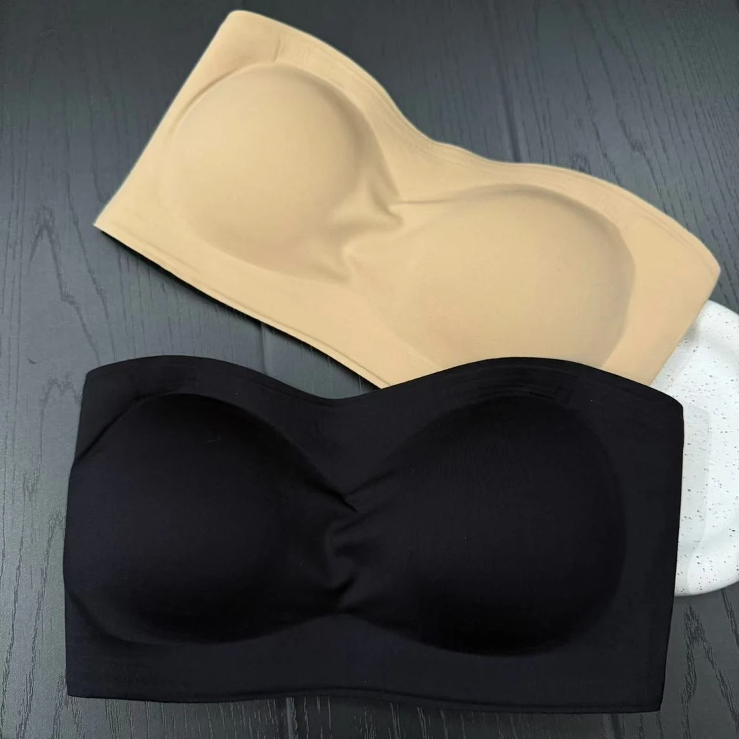 MUZI简约净色防滑无肩带聚拢防走光隐形抹胸9999