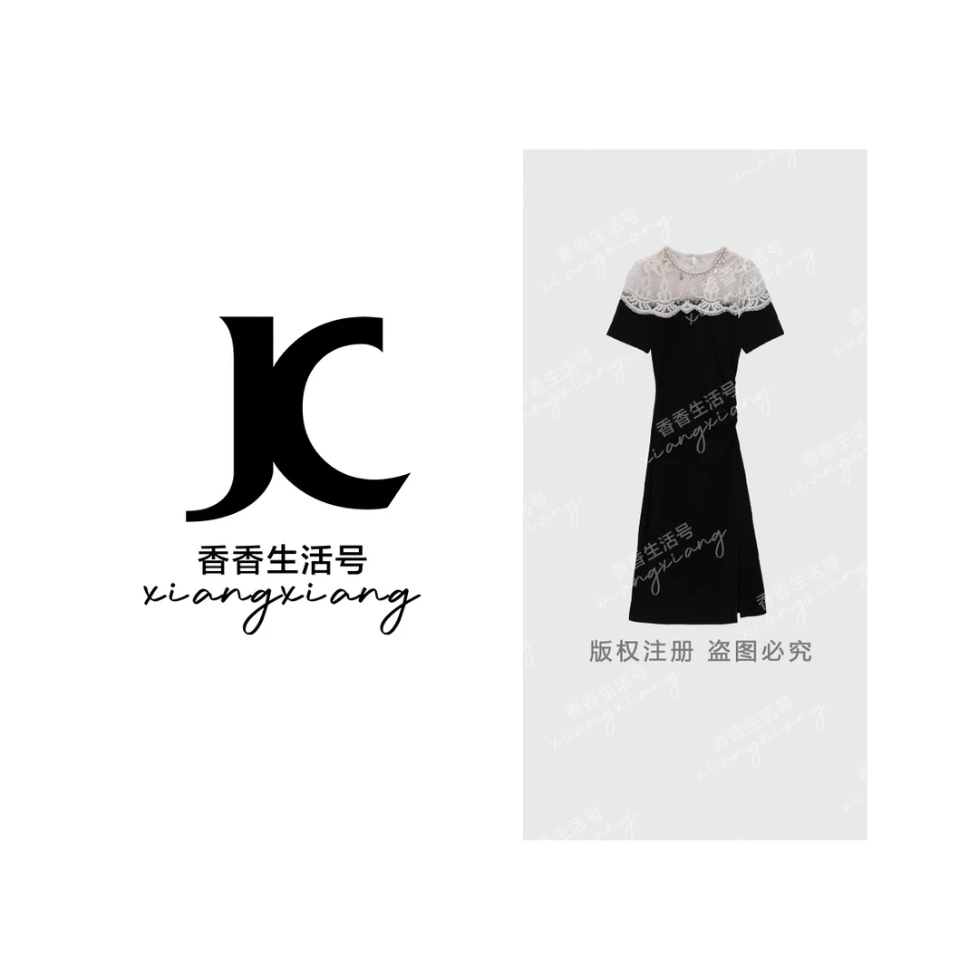 【婷婷专属】“林下清风”2025夏季新款蕾丝拼接连衣裙8690