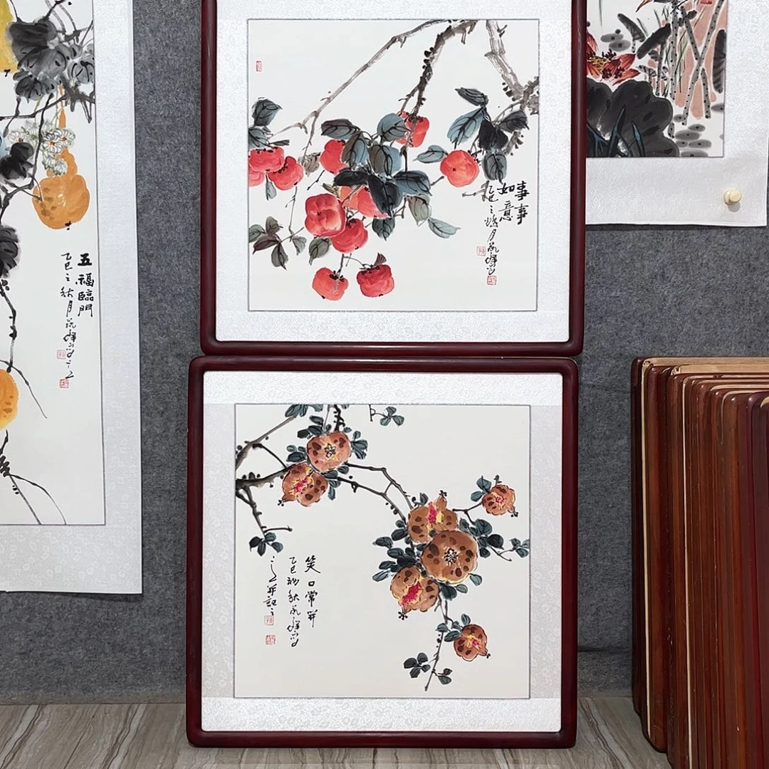 国画书画作品带框63×63