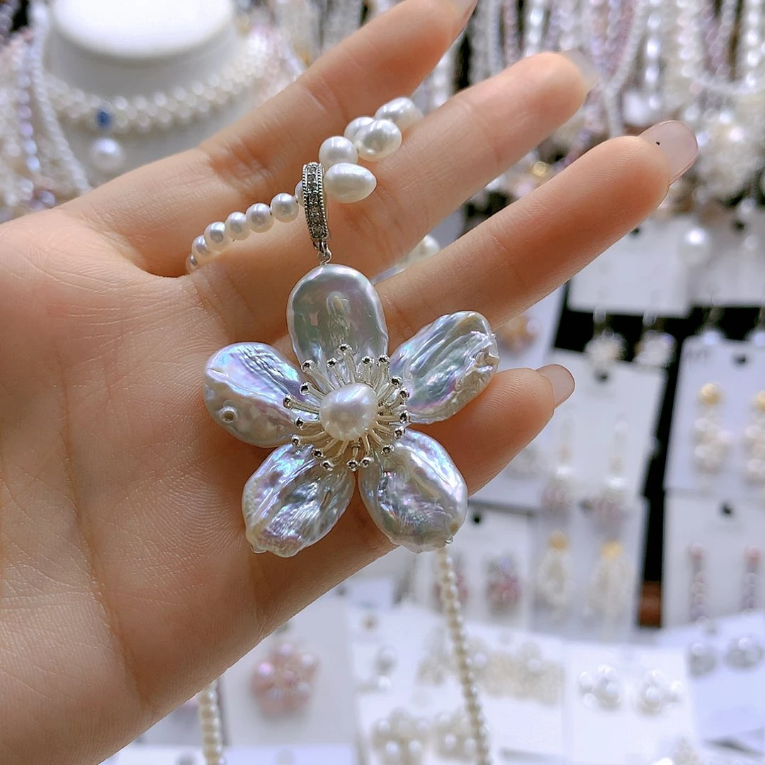 银S925镶嵌耳饰淡水珍珠