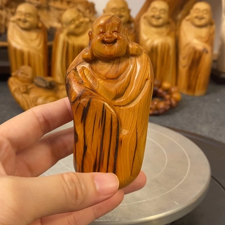 柏木（崖柏）崖柏弥勒佛手把件小摆件
