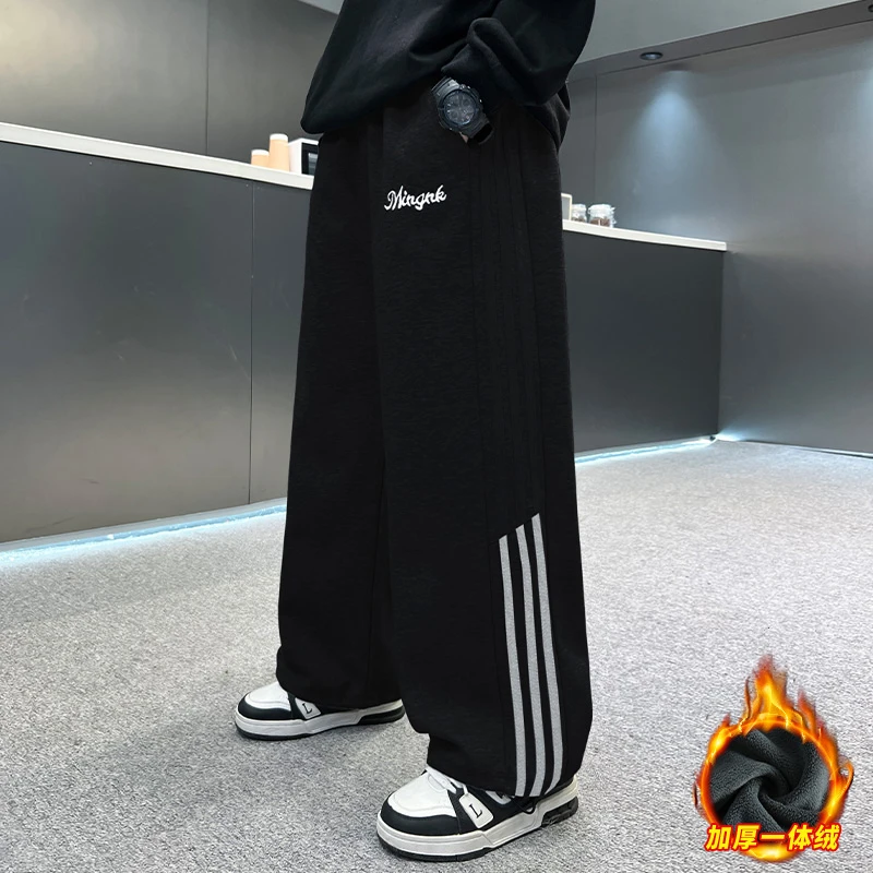 男童裤子春秋装2025新款中大童酷帅男孩加绒卫裤秋冬季儿童运动裤