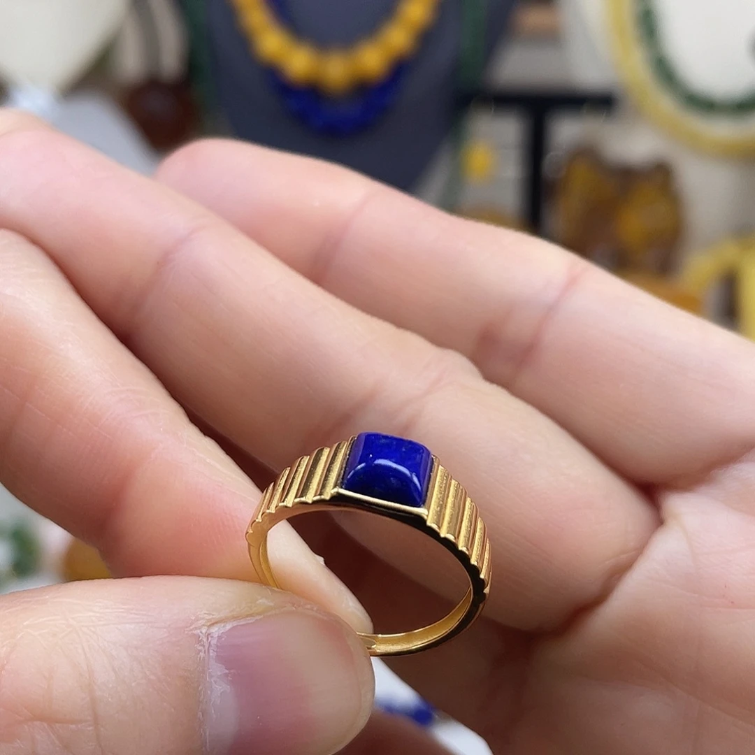 青金石银S925镶嵌戒指