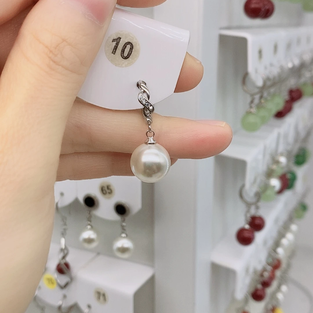 925银12毫米白貝珠