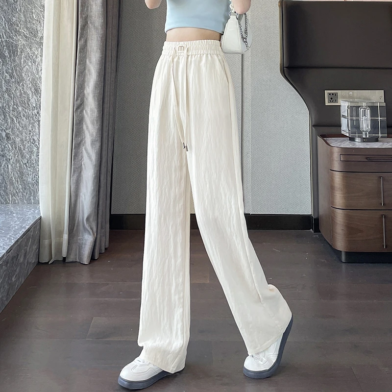 莱赛尔天丝亚麻百搭女显瘦小个子垂感轻薄裤子夏季高腰休闲阔腿裤