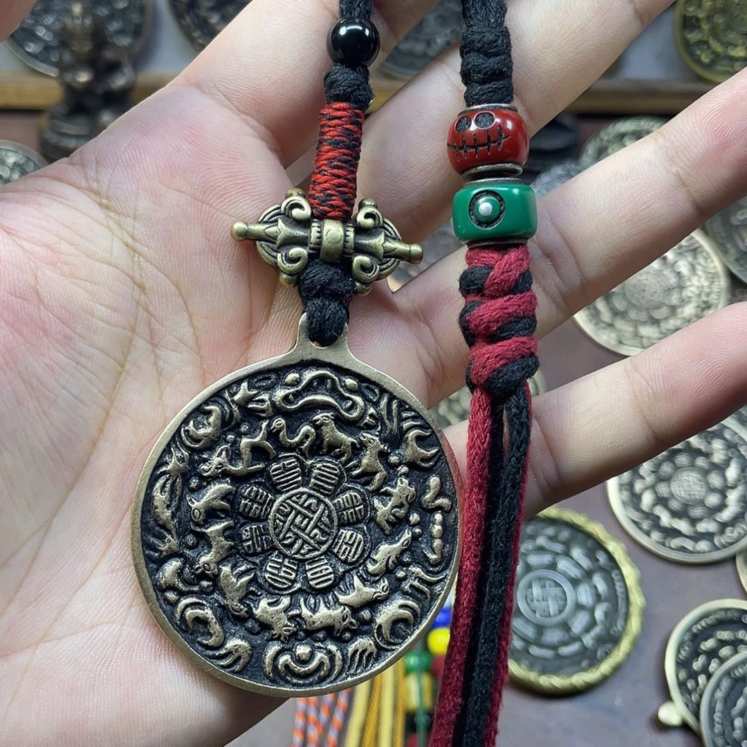 加银斜跪朝天吼九宫八卦牌腰挂包挂