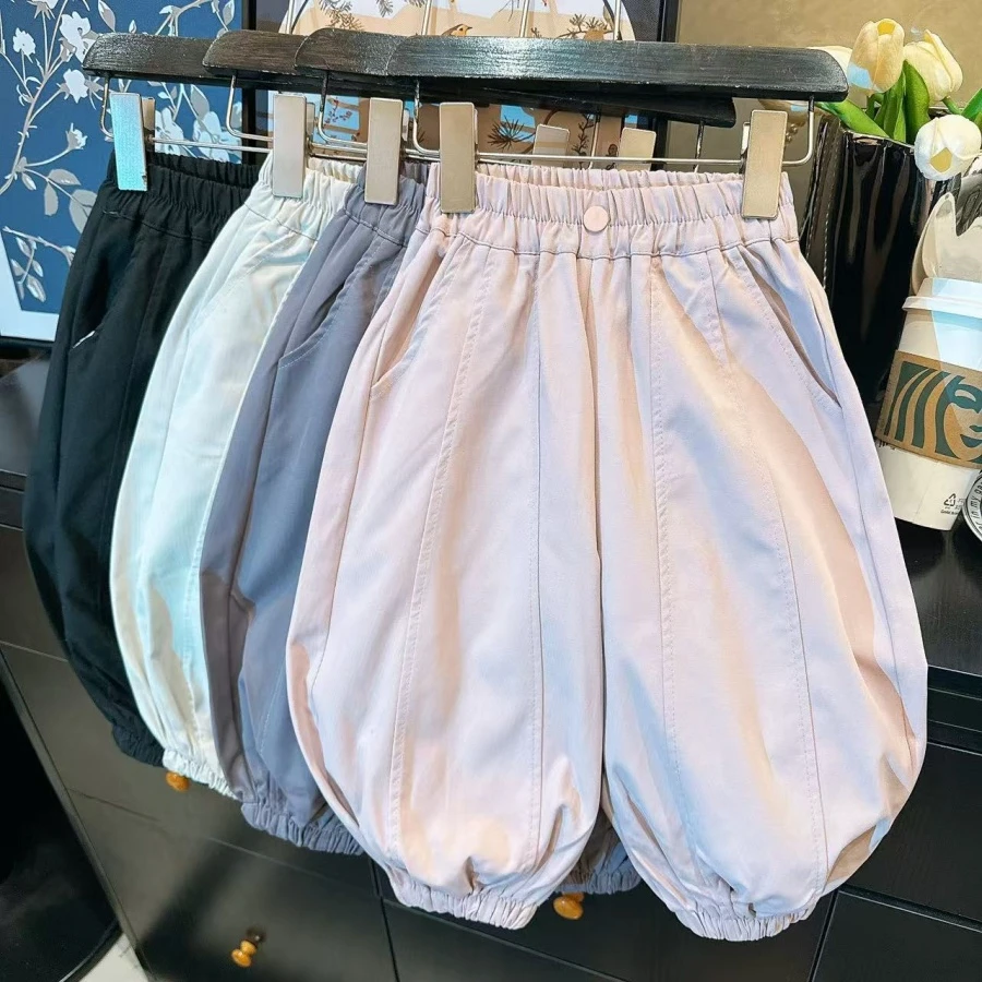 HHkids女童春季工装裤新款韩版休闲儿童洋气时尚百搭灯笼裤DKZ018