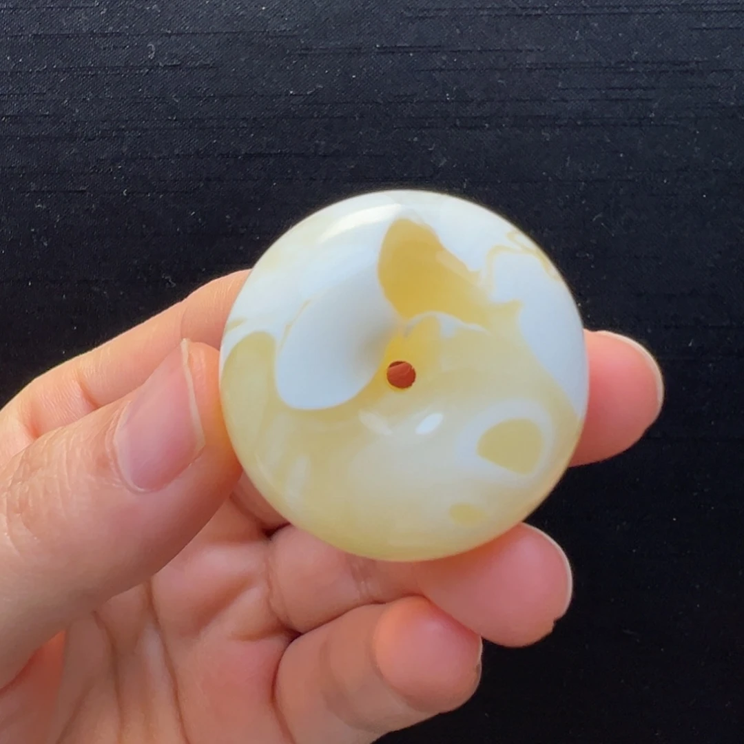 未镶嵌琥珀裸石金白平安扣