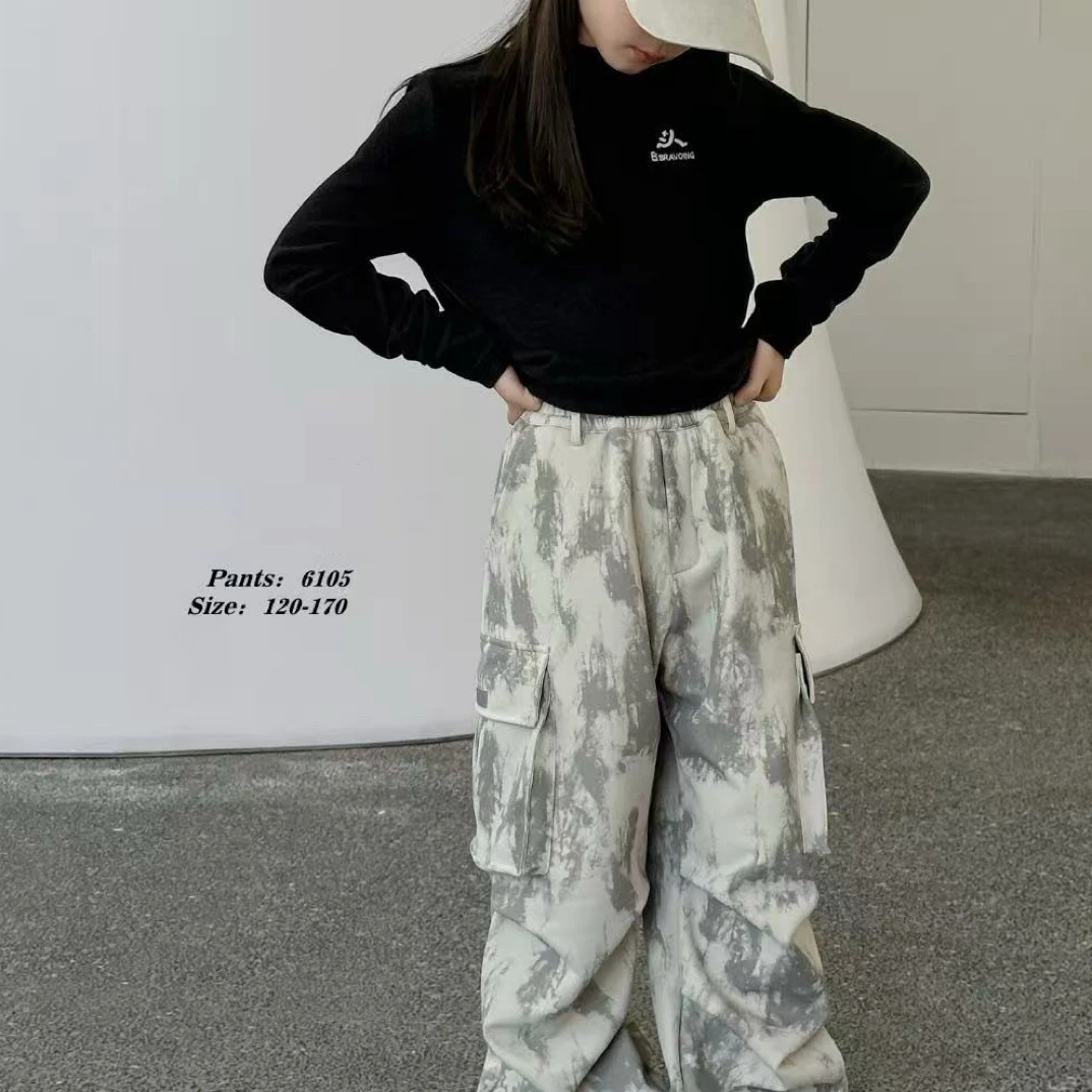 16105高端潮流时尚百搭休闲童装时尚百搭加绒工装裤B10-5-1