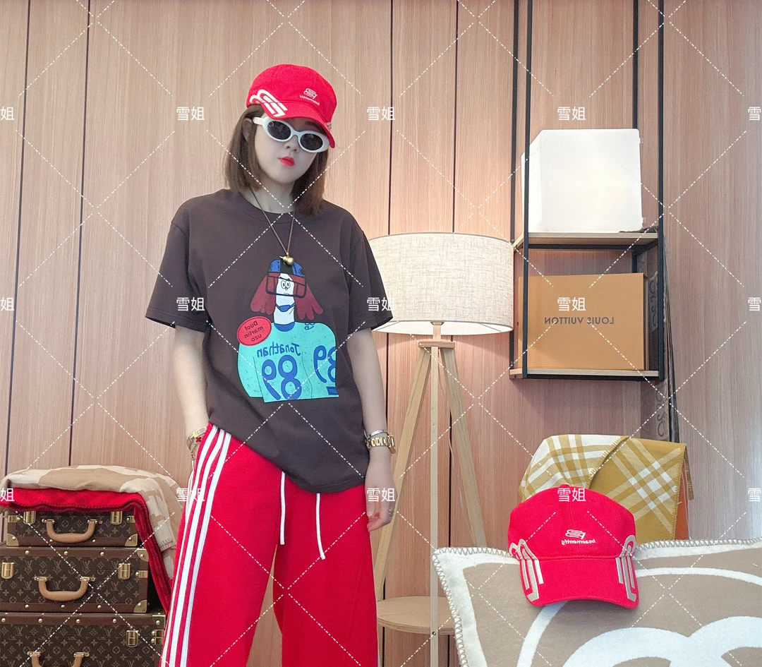 雪姐服饰「抽象男孩T」韩系卡通印花大版T恤新款时尚宽松洋气短袖