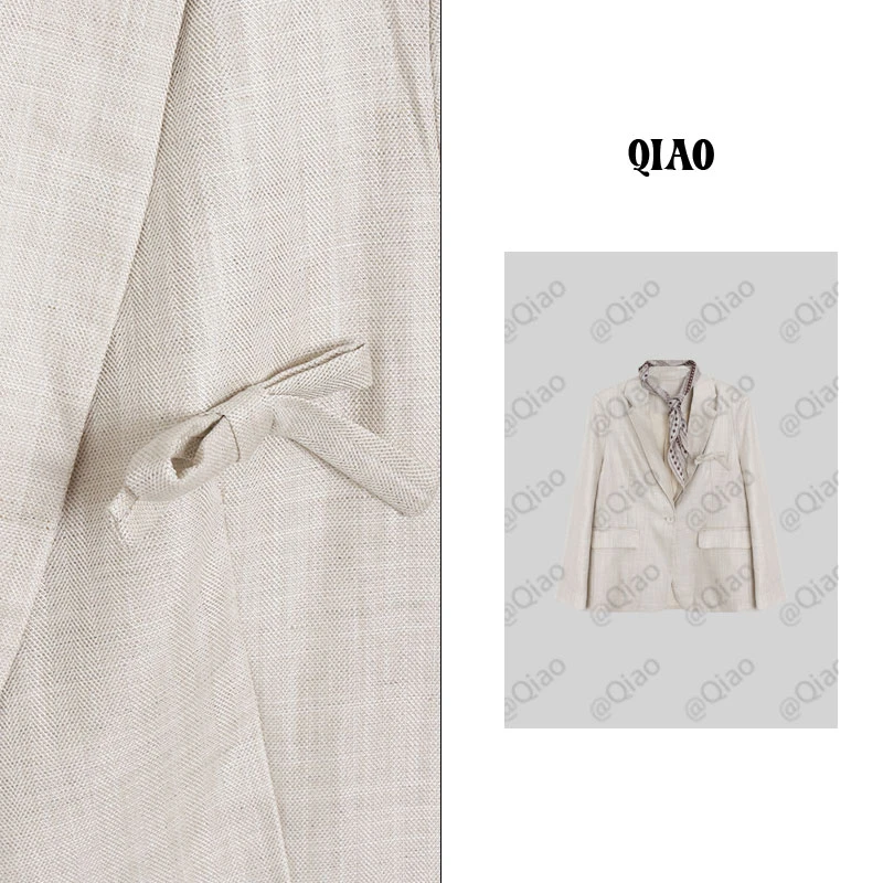 QXQT「天然轻露」荞荞春新款100亚麻雨露麻肌理配丝巾西服西装外套