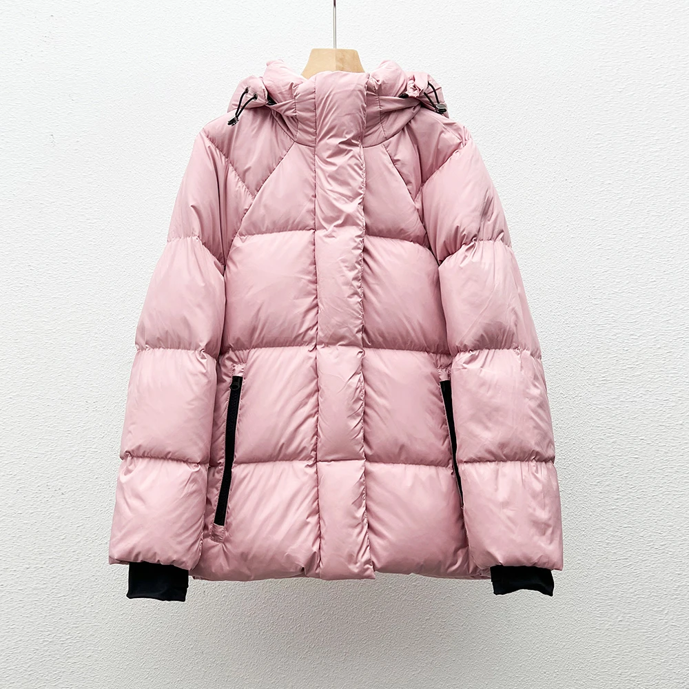 2025冬季户外短款连帽羽绒服女白鸭绒加厚保暖男女同款外套潮