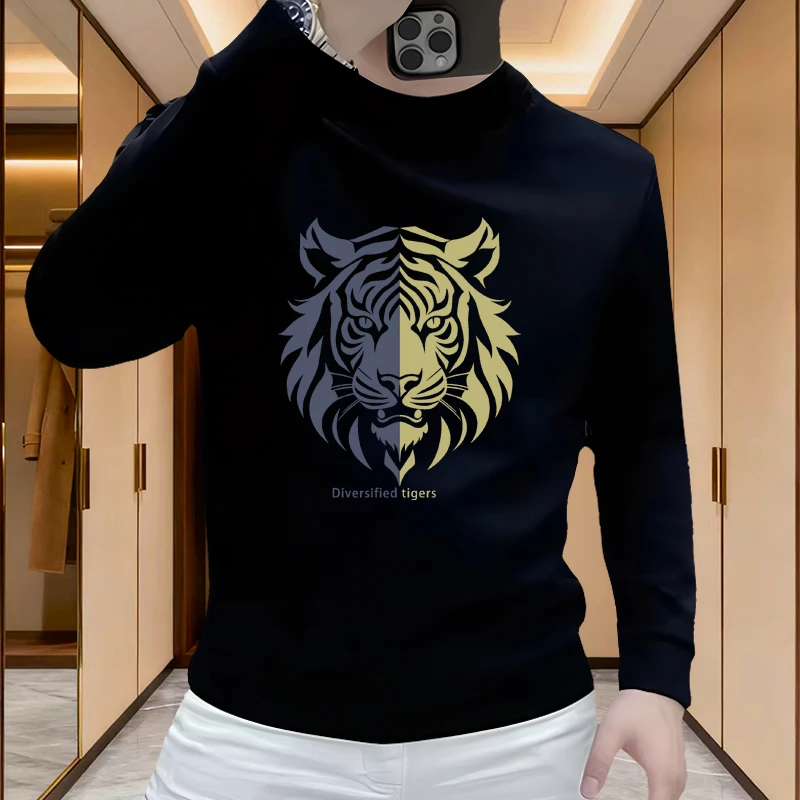 重磅2025新款美式印花卫衣男秋冬季潮牌圆领宽松长袖加绒上衣服男