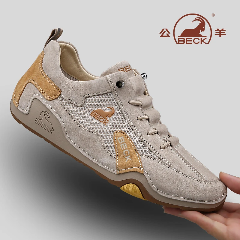 公羊鞋子男鞋2025秋季新款真皮男士休闲鞋潮流百搭一脚蹬运动鞋