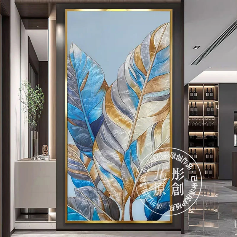 纯掐丝珐琅彩画琼枝玉叶装饰画叶子玄关挂画芭蕉叶客厅背景墙壁画